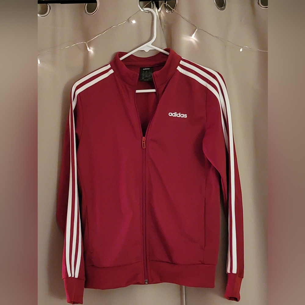 Women's Red Adidas Zip-Up Jacket